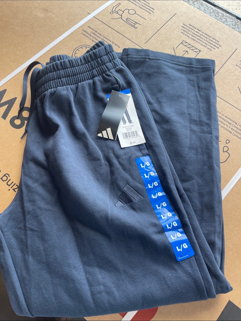 adidas mens Navy Blue Jogger Sweatpants with Drawcord